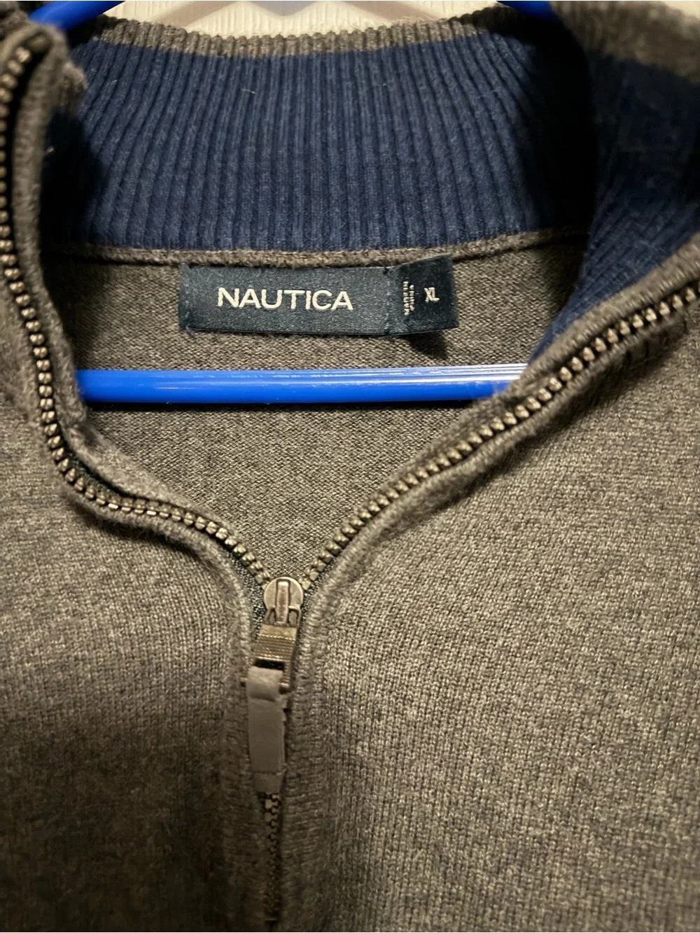 Nautica Men's Charcoal Gray Quarter-Zip Sweater